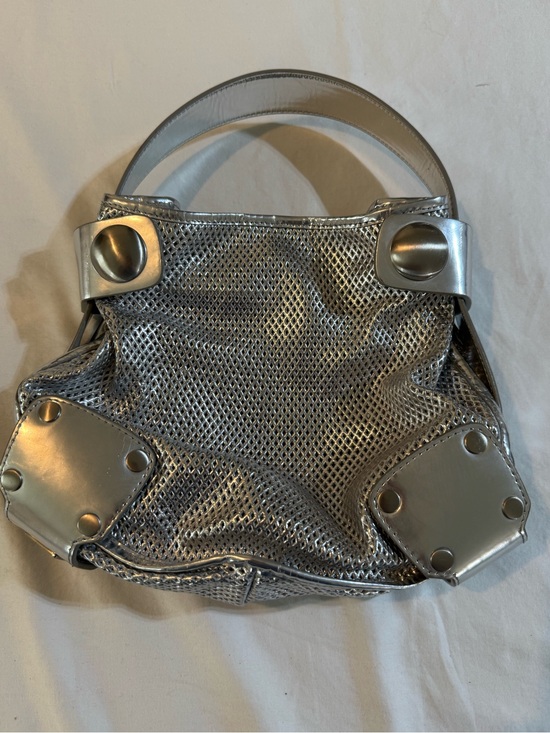 Kooba Handbags - Kooba Metallic Silver Perforated Mini Handbag Y2K